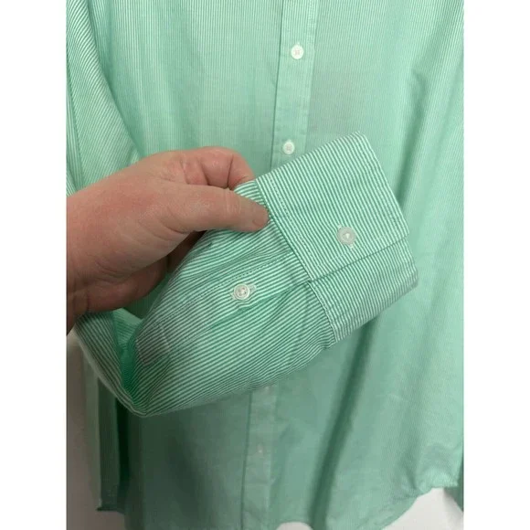 Everlane Size 4 Button Down Pinstripe Shirt Mint Green Oversized Cotton NWT - Picture 5 of 10